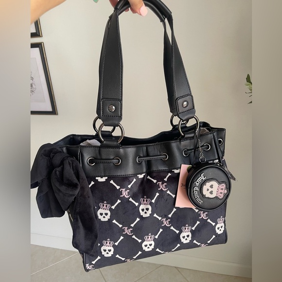 Juicy Couture Black and Pink Skull Tote - Picture 1 of 8